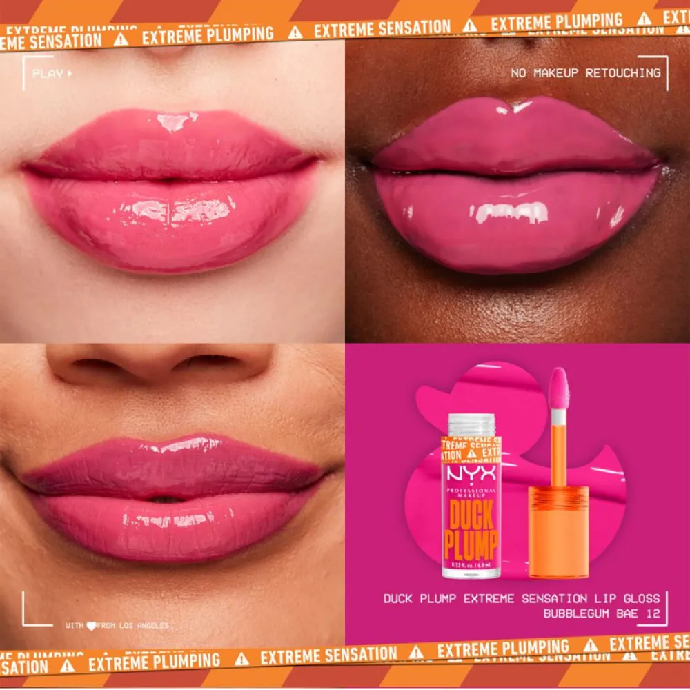 nyx - DUCK PLUMP HIGH PIGMENT PLUMPING LIP GLOSS,12 Bubbly Gum Bay 7 ml