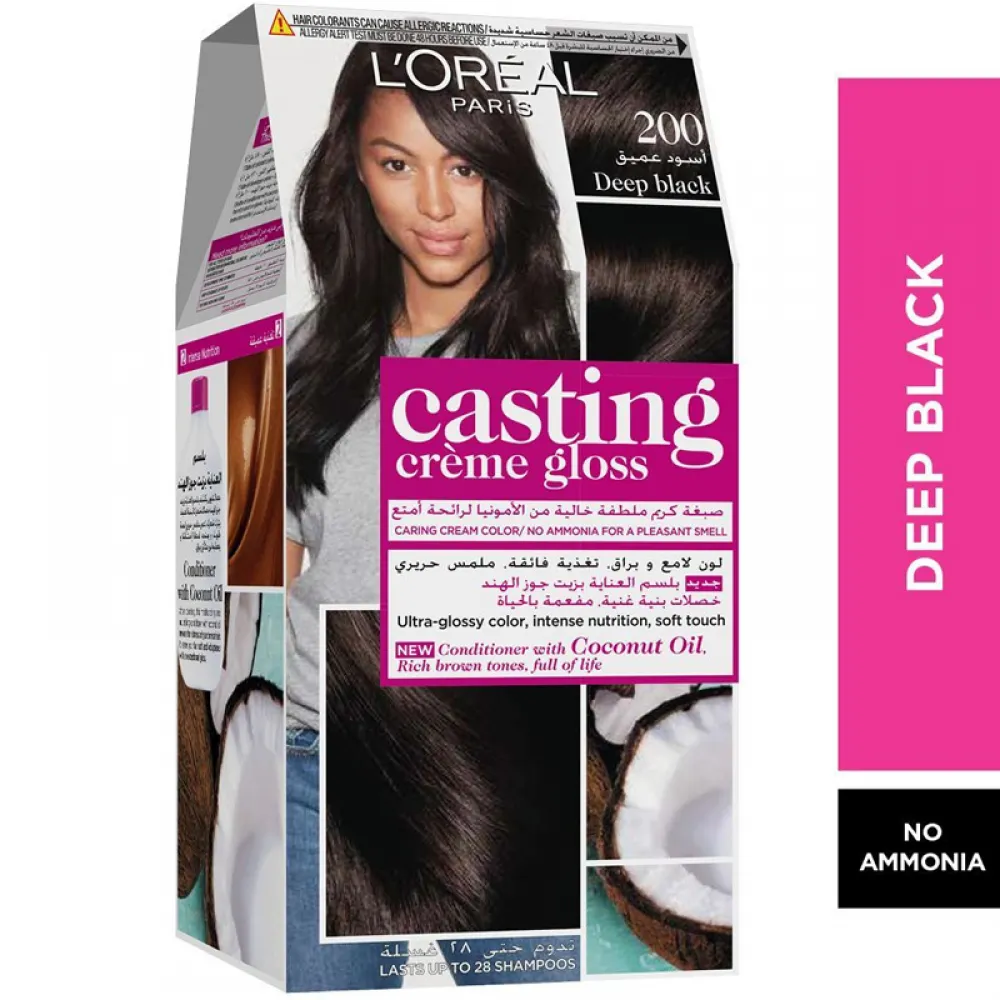 L'Oreal, Paris Casting Crème Gloss Hair Color Ebony Black 200 - 1 Kit