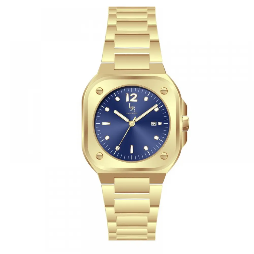 Louis Rivall Men's Watch 21017 Gold Blue Dial