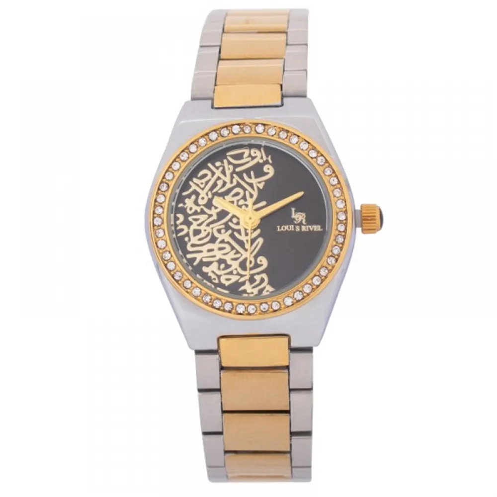 Louis Rivel women's watch L5153, two-tone gold with a black dial