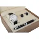 Black Leather Men's Watch Set Louis Rivet 23010 White Dial