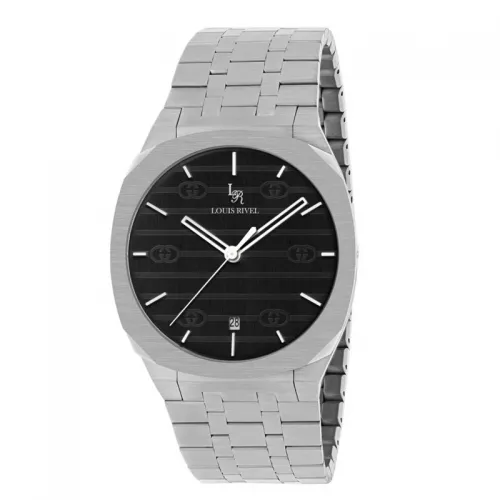 ساعة رجالي لويس ريفال 1040 فضي ميناء اسود