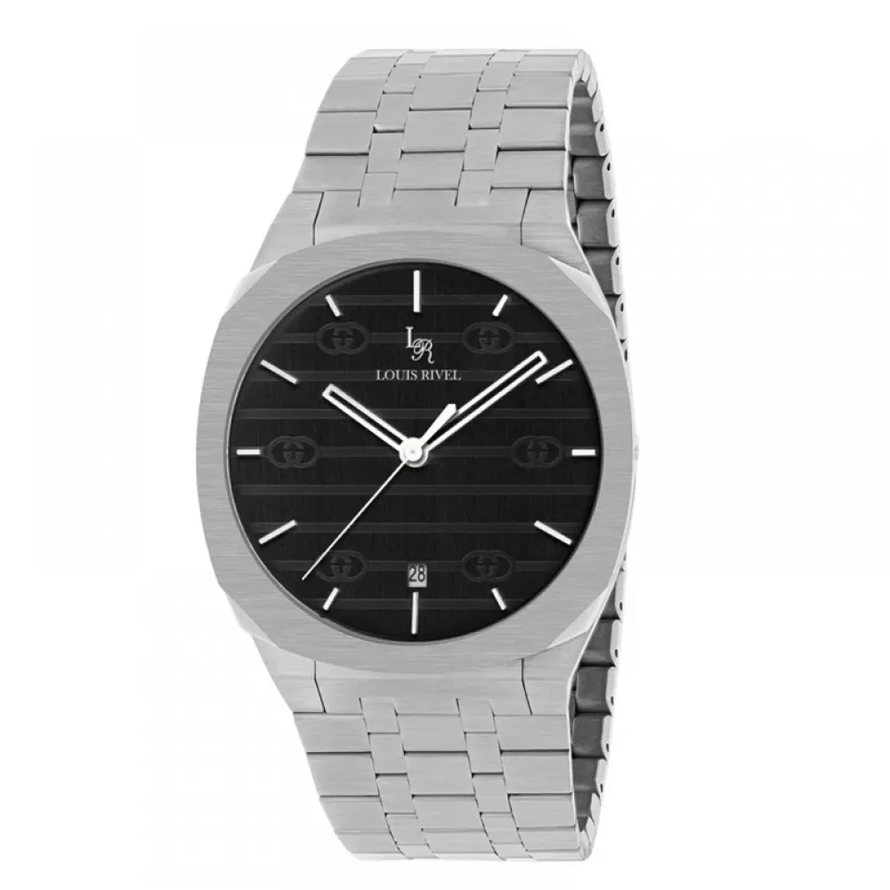 Louis Rivall Men's Watch 1040 Silver with Black Dial
