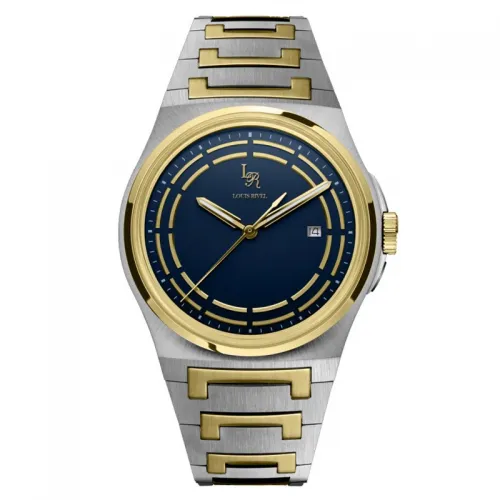 Louis Revial 1215 men's watch, two-tone gold, blue dial