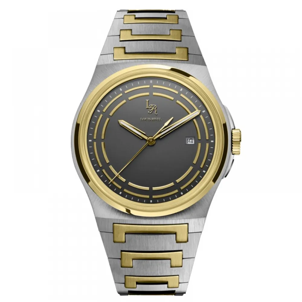 Louis Revial 1215 men's watch, two-tone gold, gray dial