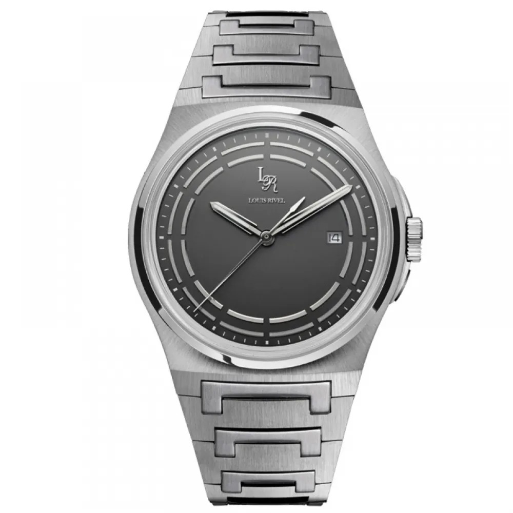 Louis Revial men's watch 1215, silver strap, gray dial