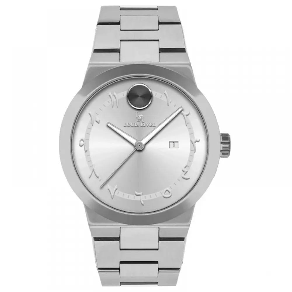 Louis Revial men's watch 2437, silver strap, white dial