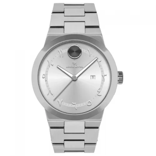 Louis Revial men's watch 2437, silver strap, white dial