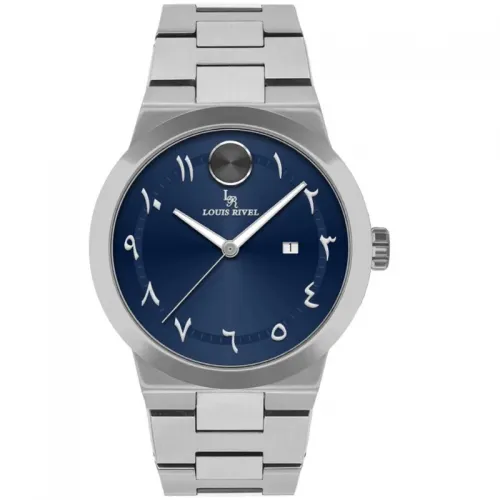 Louis Revial men's watch 2437, silver strap, blue dial