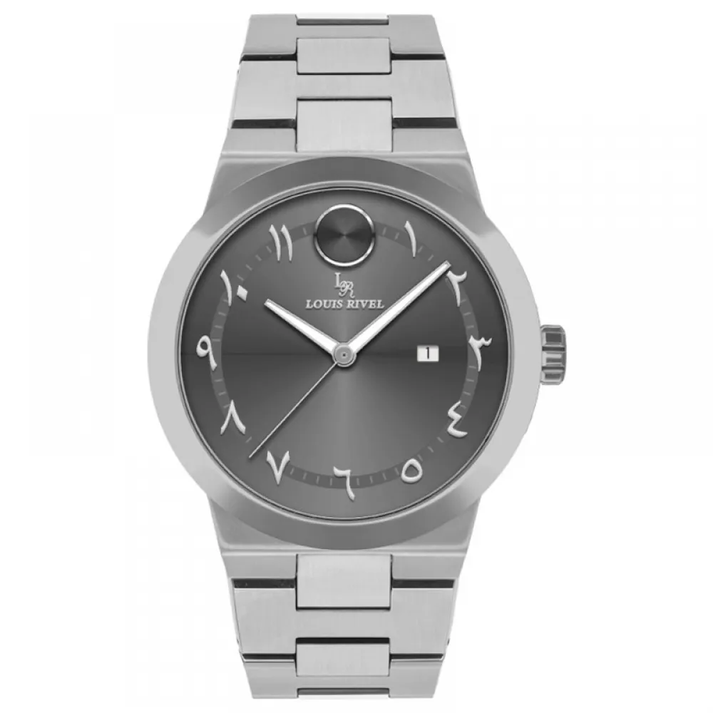 Louis Revial men's watch 2437, silver strap, gray dial