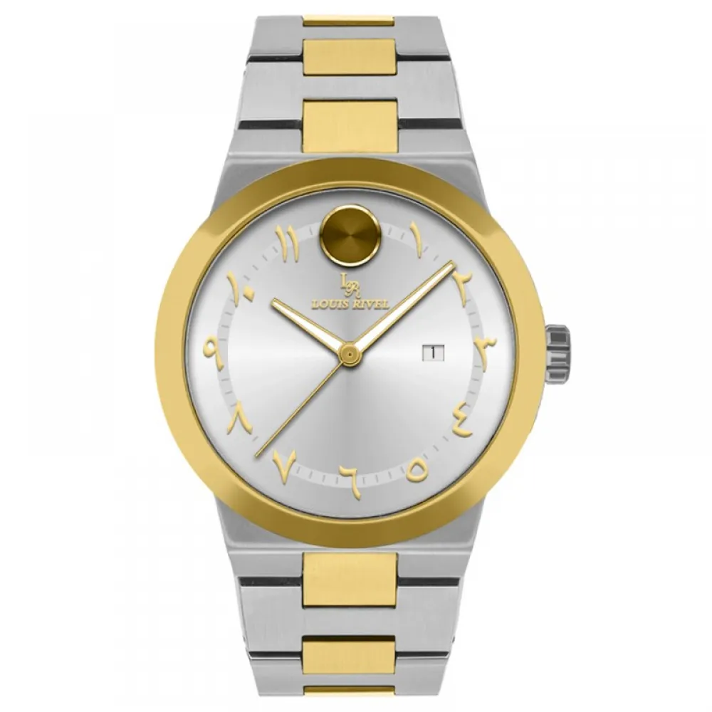 Louis Revial men's watch 2437, two-tone gold, white dial