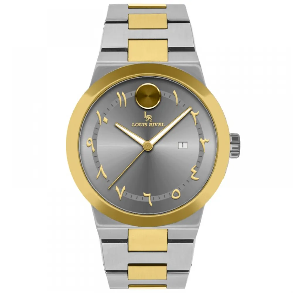 Louis Revial men's watch 2437, two-tone gold, gray dial