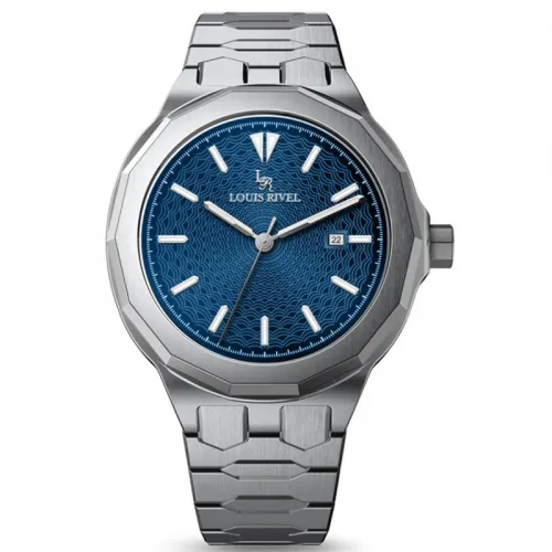 Louis Revial men's watch 1099, silver, blue dial