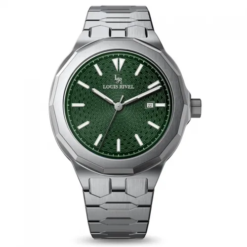 Louis Revial men's watch 1099, silver, green dial