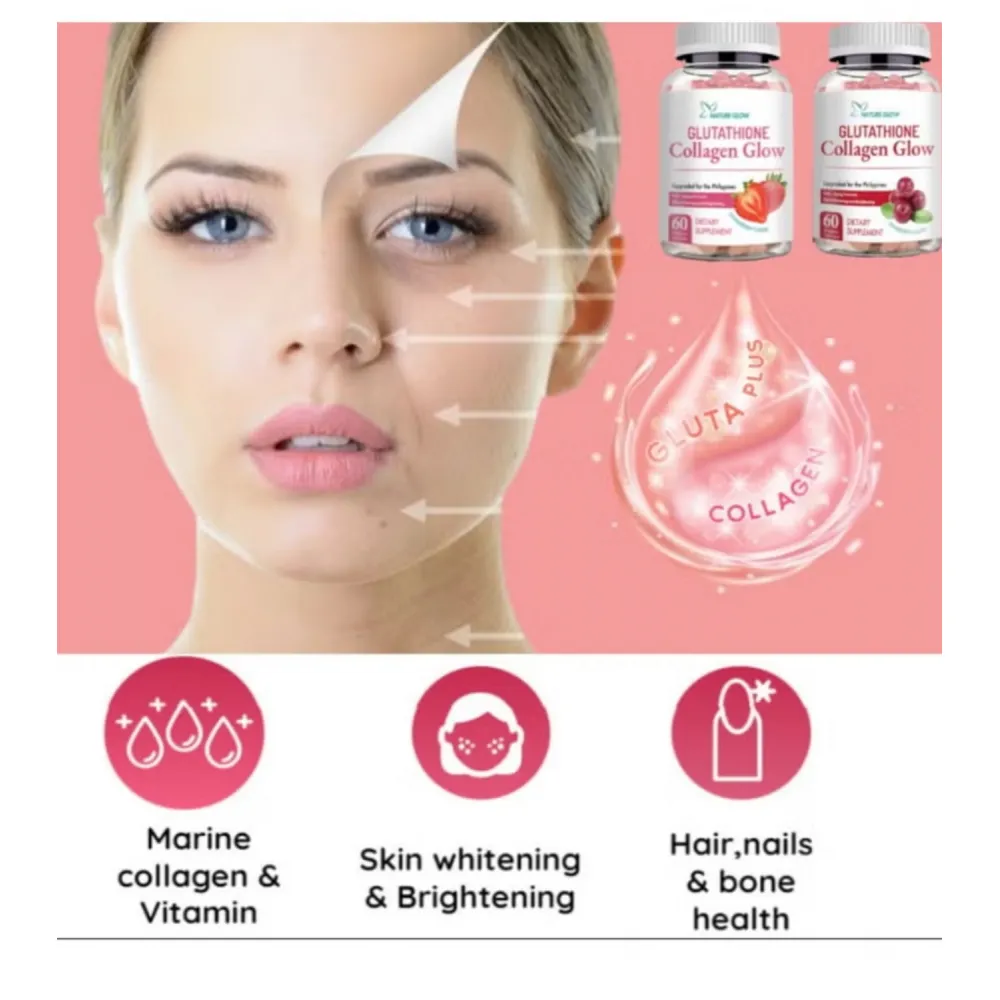 حلوى ناتشر جلو الجلوتاثيون والكولاجين المضادة للشيخوخة وتبييض البشرة وفيتامينات الكولاجين...