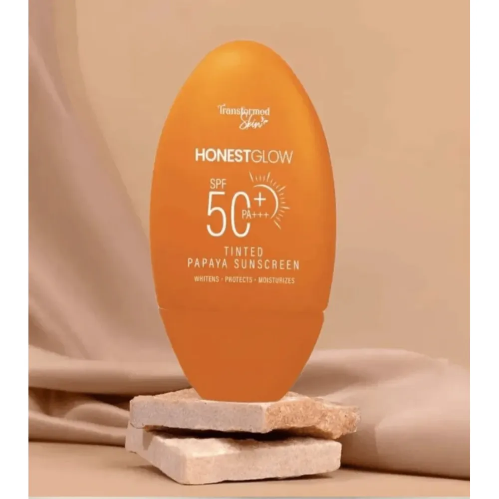 Honest Glow Tinted Papaya Sunscreen SPF 50 PA+++ - 50g