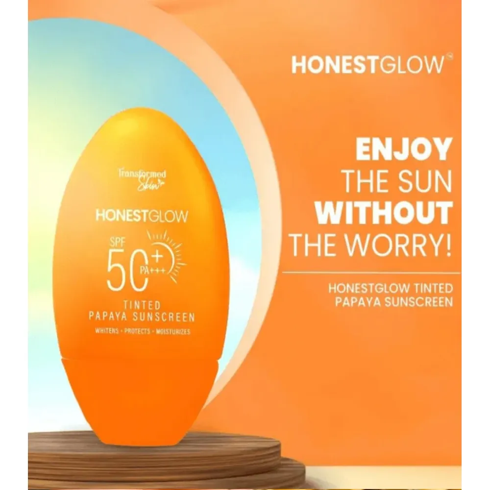 Honest Glow Tinted Papaya Sunscreen SPF 50 PA+++ - 50g