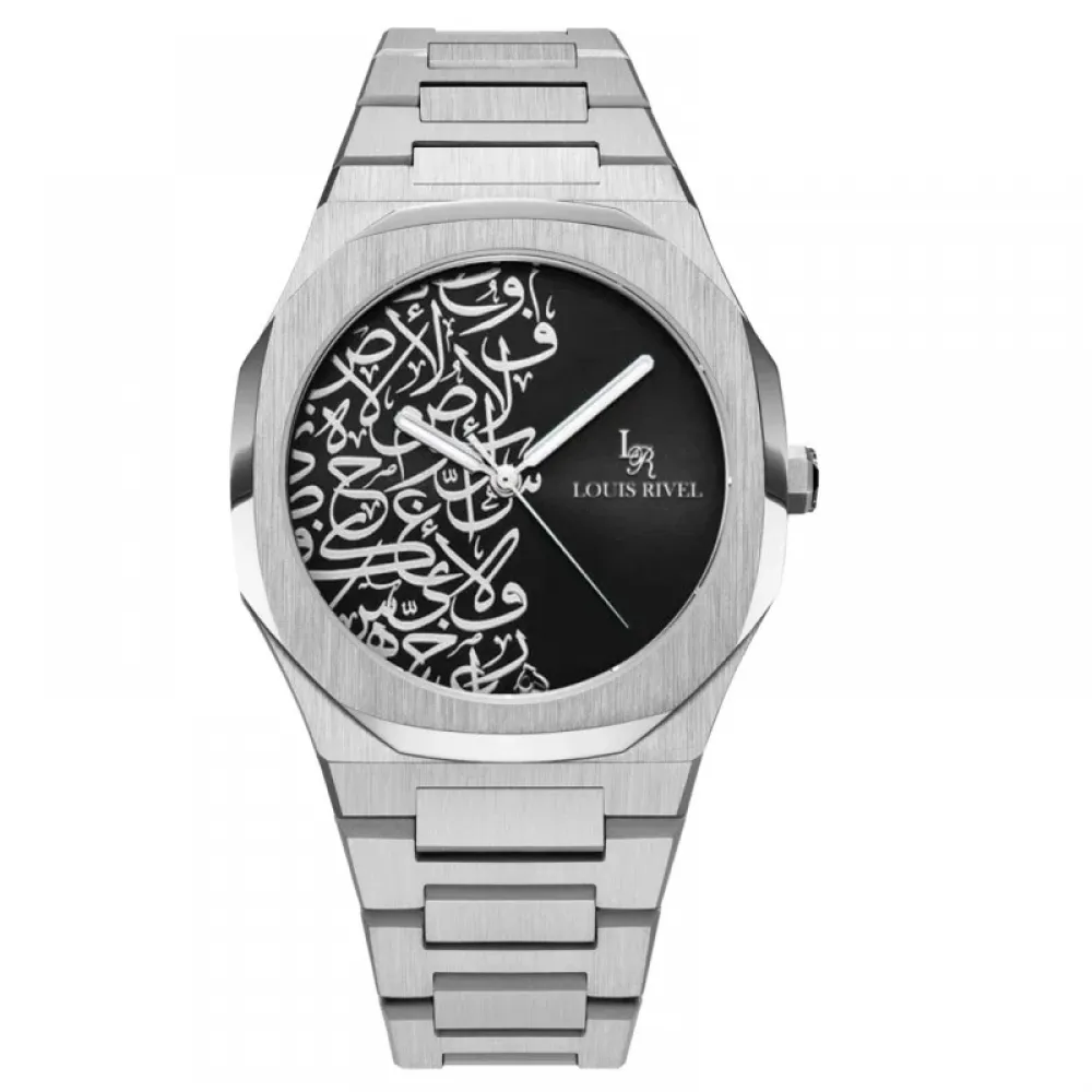 ساعة رجالي لويس ريفال 1035 فضي ميناء اسود