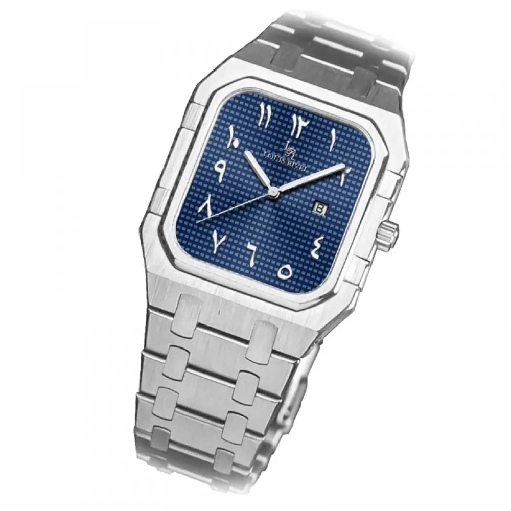 Louis Revial men's watch 2529, silver, blue dial