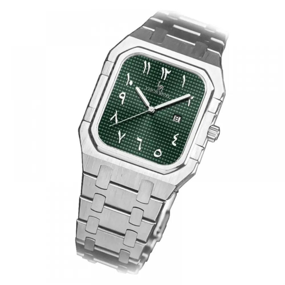 Louis Revial men's watch 2529, silver, green dial