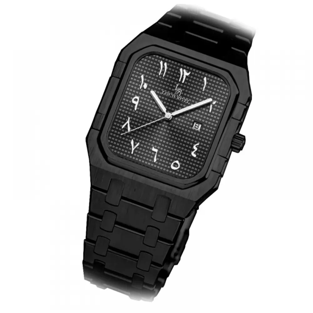 Louis Revial men's watch 2529, black strap, black dial