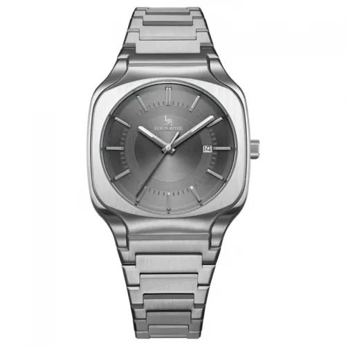 Louis Rivet 1206 men's silver watch with a gray dial