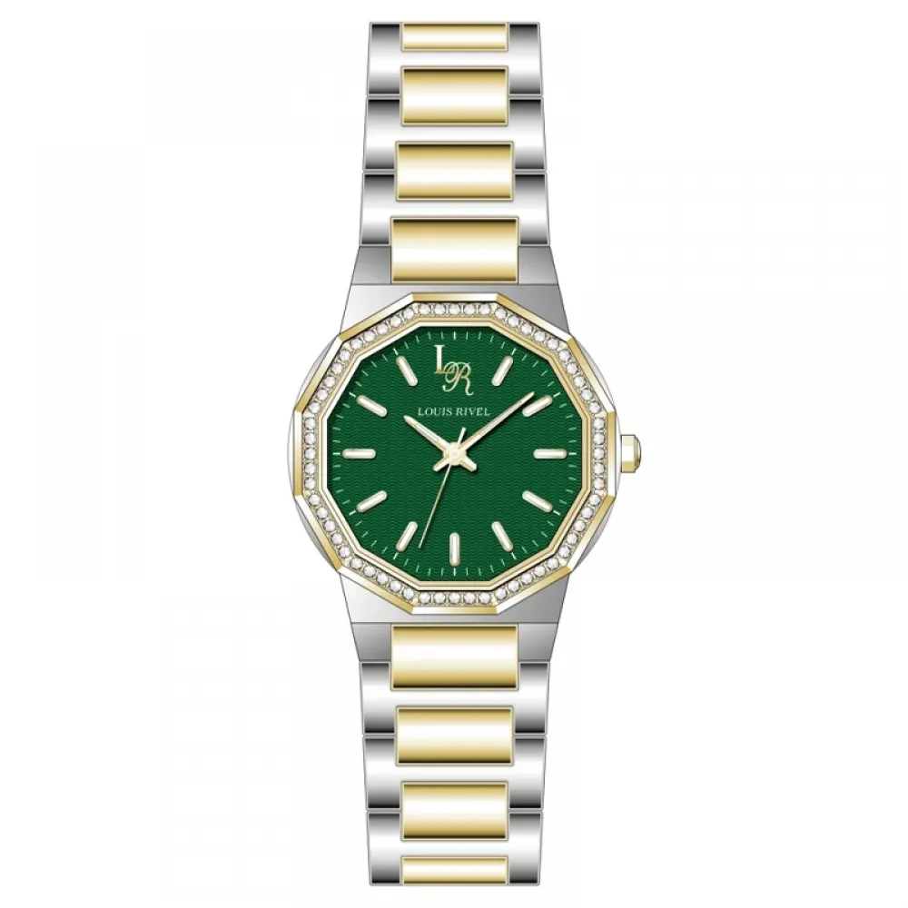 Louis Revial 23018 Women's Two-Tone Gold Watch with Green Dial