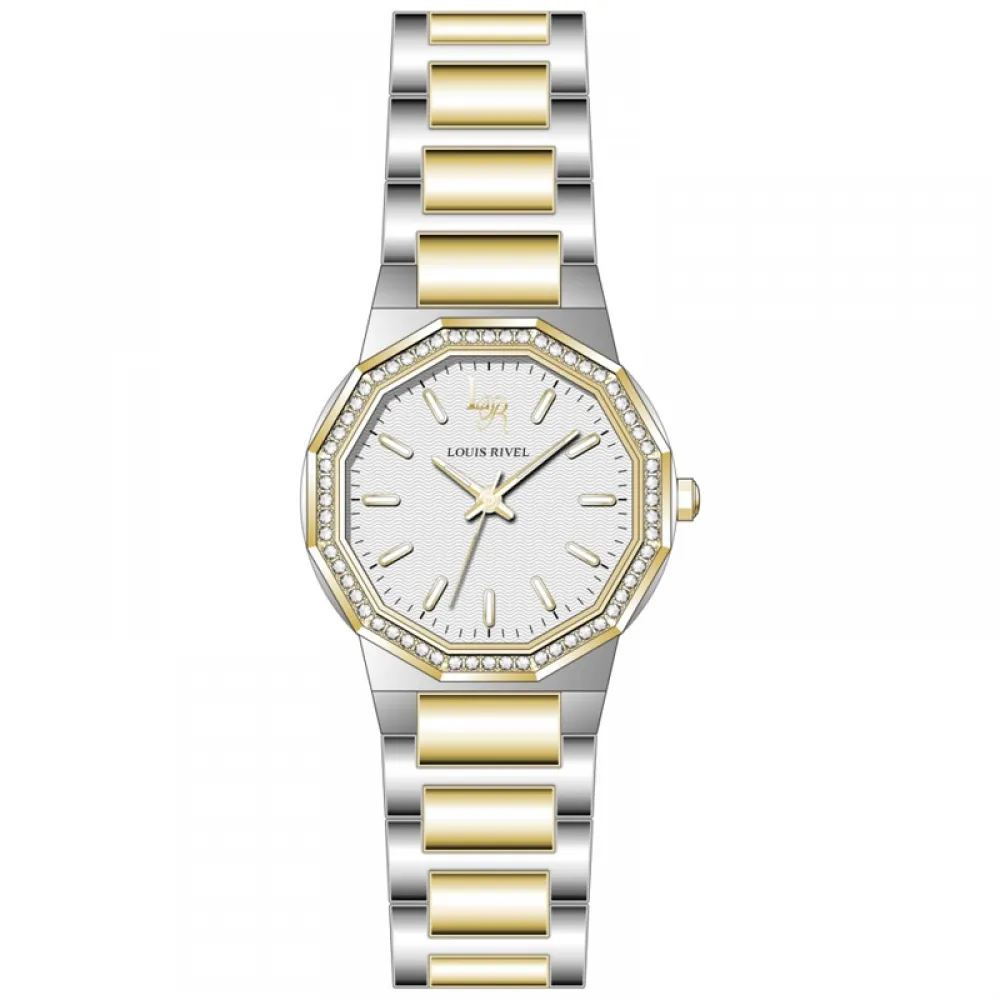 Louis Revial 23018 Women's Watch, Two-Tone Gold with White Dial