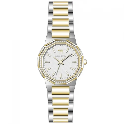 Louis Revial 23018 Women's Watch, Two-Tone Gold with White Dial