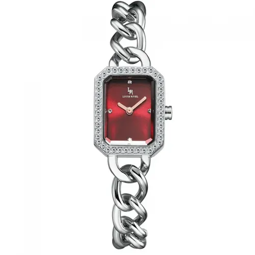 Louis Revial 091 Women's Silver Watch with Red Dial