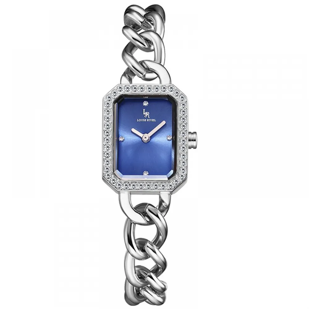 Louis Revial 091 Women's Silver Watch with Blue Dial