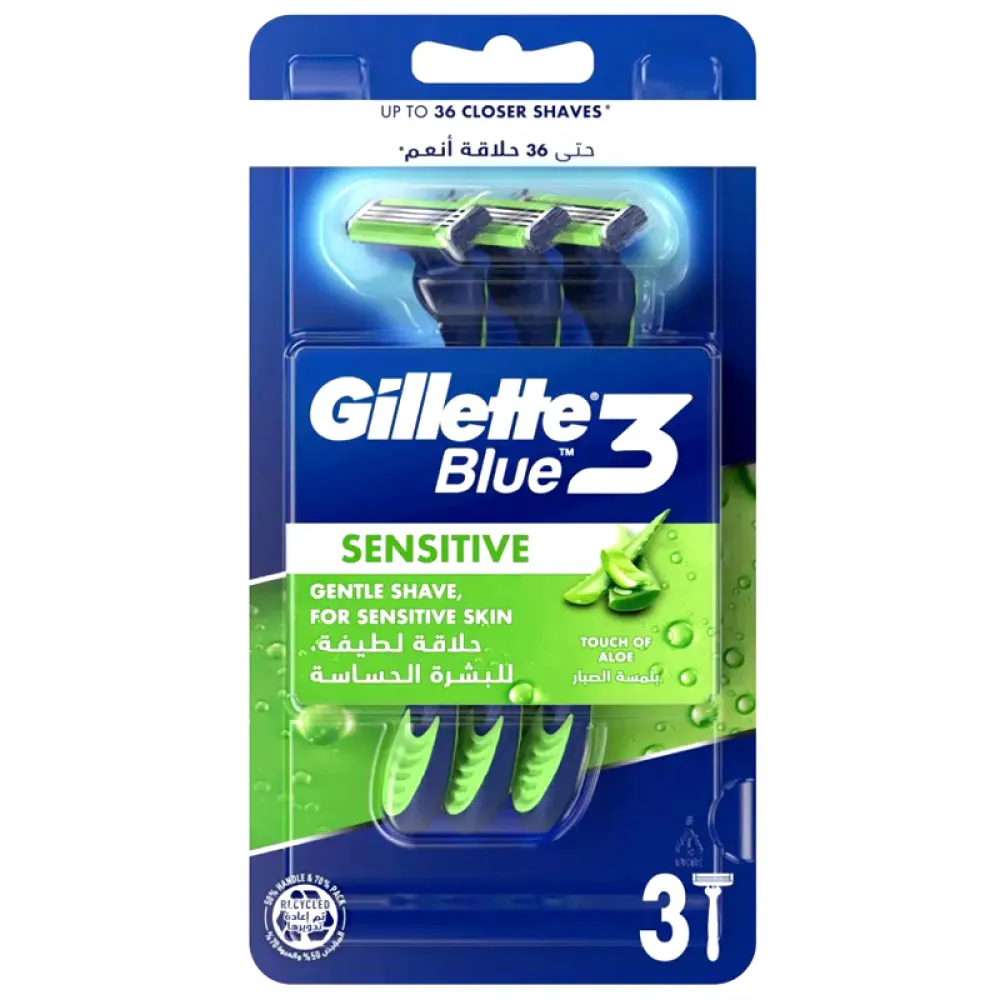 Gillette - Blue 3 Plus Gentle Razor for Sensitive Skin 3 Pieces