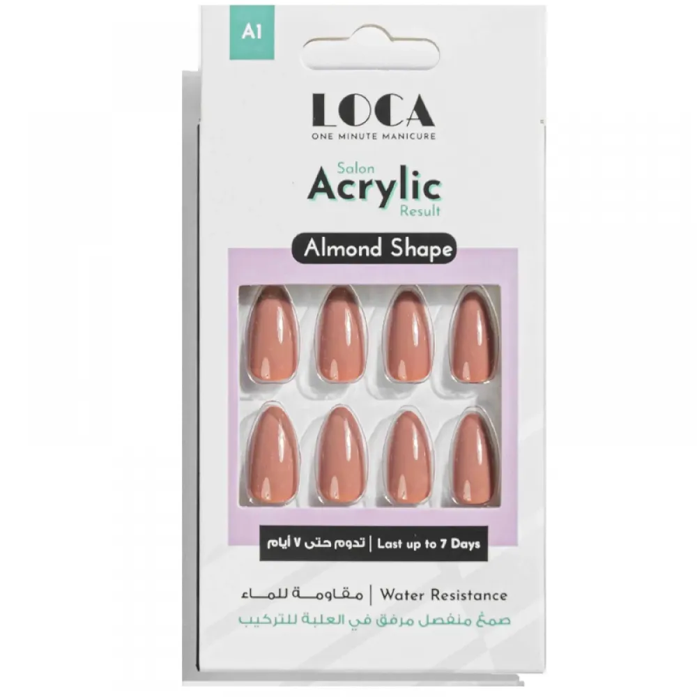 Loca Acrylic Nails A1-Almond Shape Nude Color