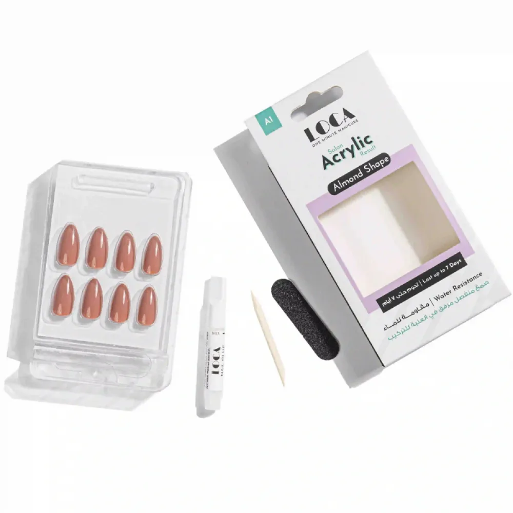 Loca Acrylic Nails A1-Almond Shape Nude Color
