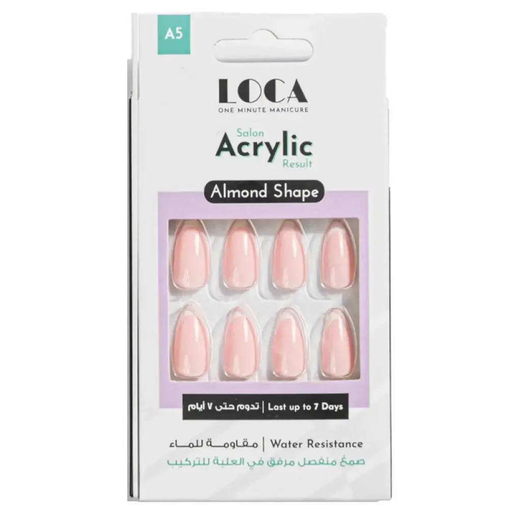 Loca Acrylic Nails A5-Almond Shape Pink French