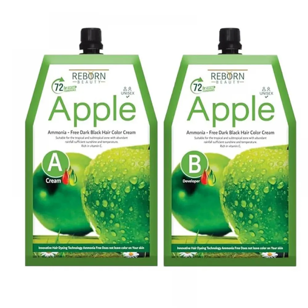 Reborn Beauty Hair Dye Dark Black - Cream 500 ml + Developer 500 ml