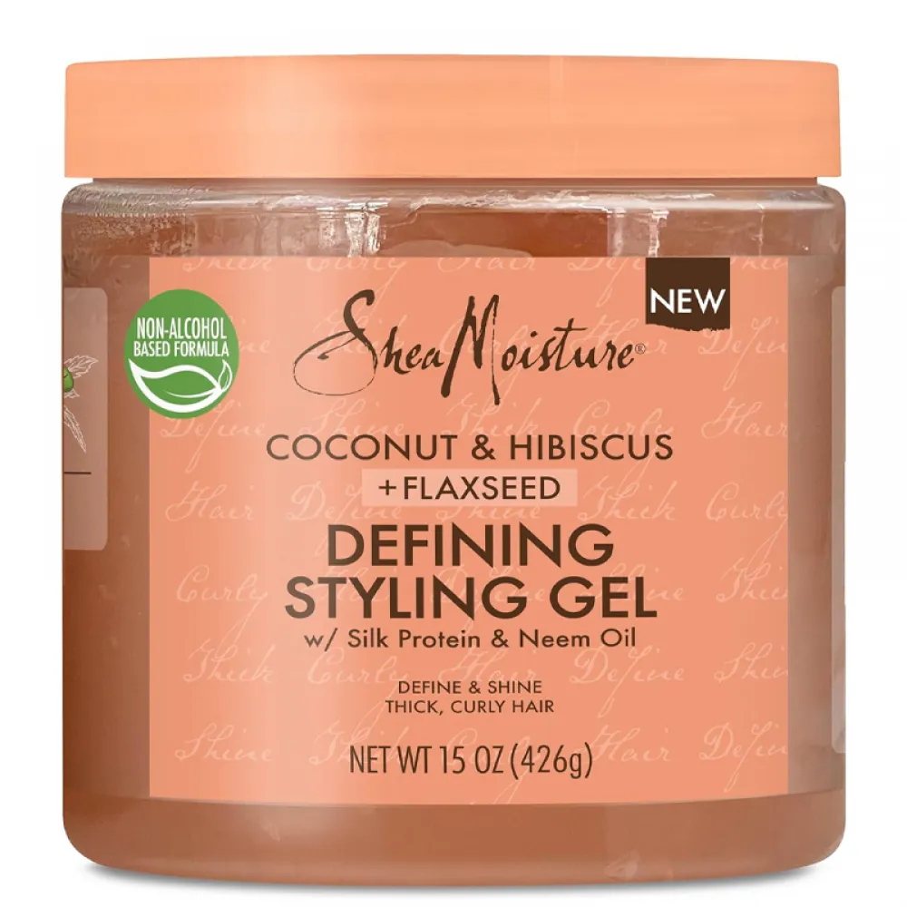 SheaMoisture Defining Styling Gel For Thick, Curly Hair Coconut and Hibiscus Paraben-Free Frizz Control Styling Gel 15 oz
