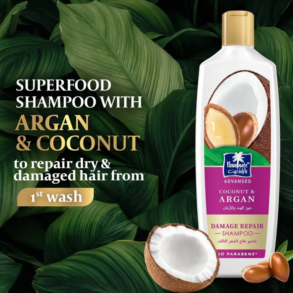 Shampoo to treat damaged hair with coconut and argan 340 ml - Parachute