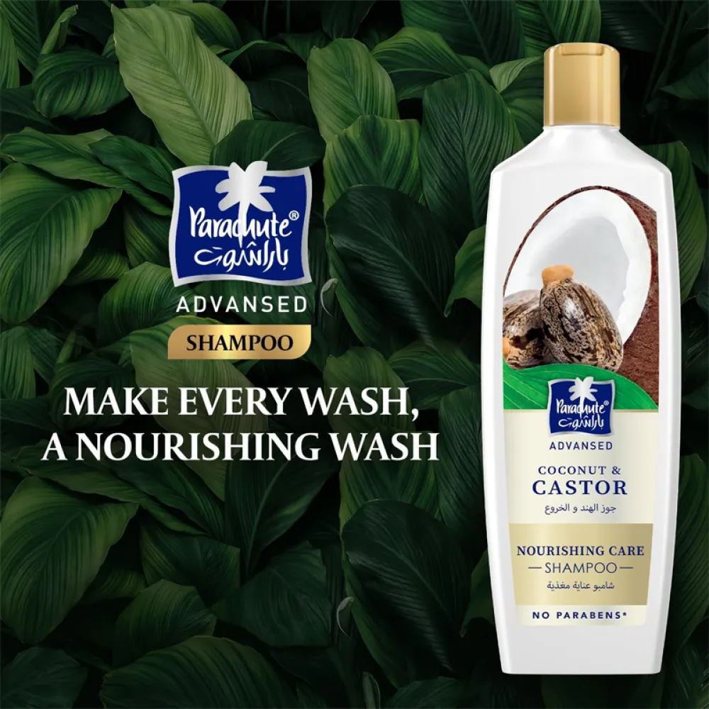 Parachute Advansed Nourishing Care Shampoo with Caster and Coconut | Tames and Nourishes Frizzy Hair | 0% Harmful Chemicals | 340ml