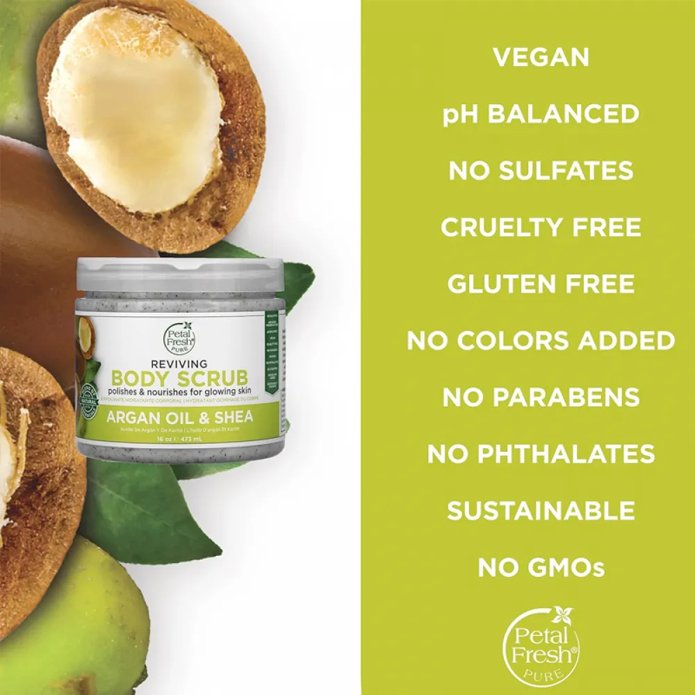 Petal Fresh Pure Argan Oil & Shea Reviving Body Scrub, 16oz (473ml)