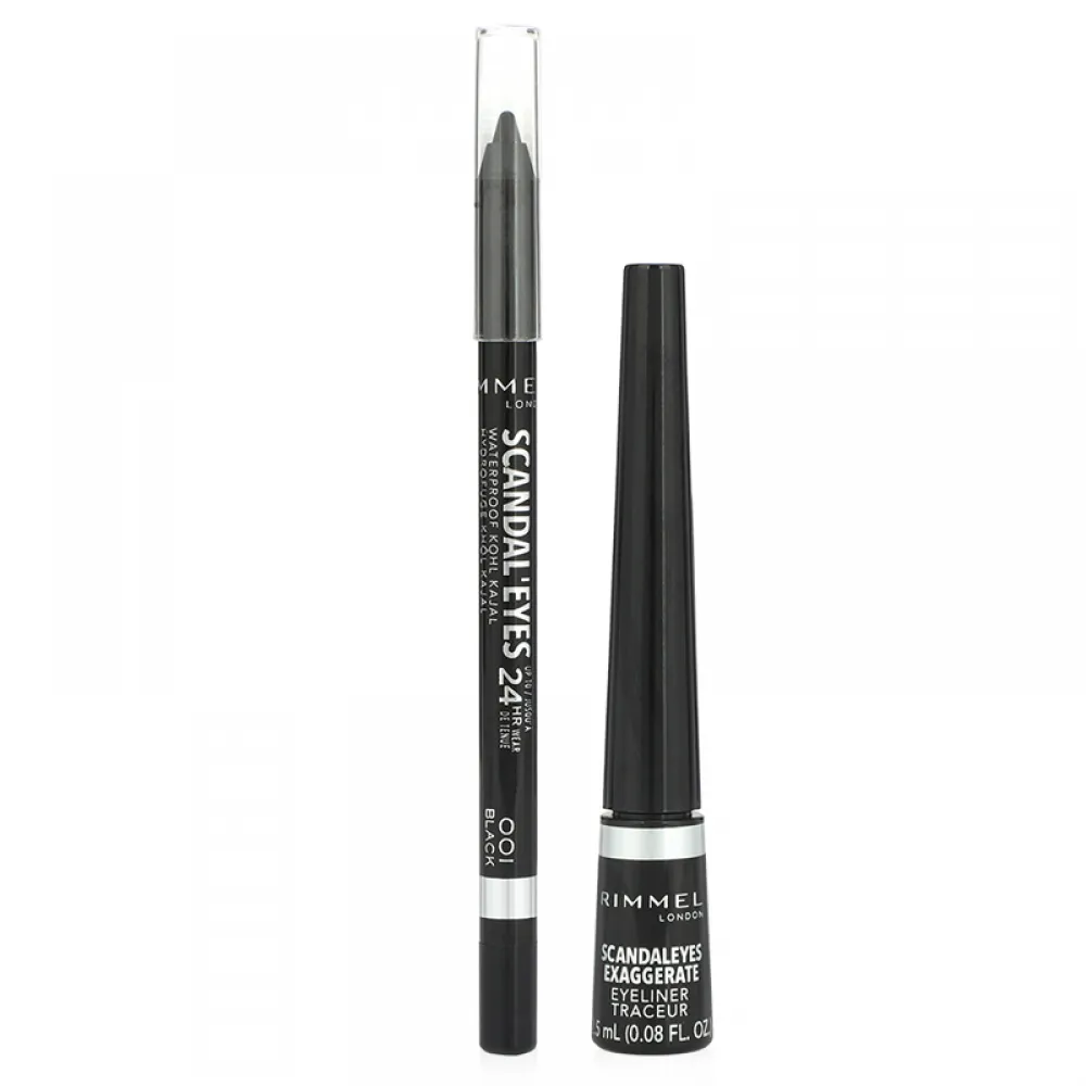 Rimmel London Scandal'Eyes Exaggerate Liquid Eyeliner + Scandal'Eyes 24HR Waterproof Kohl Kajal Value Pack