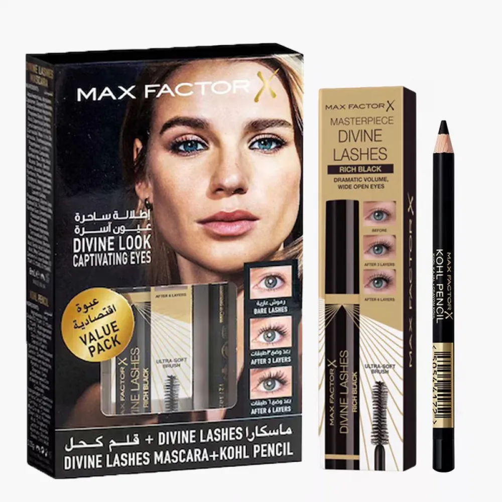 Max Factor Divine Lashes Mascara With Kohl Pencil Value Pack Rich Black