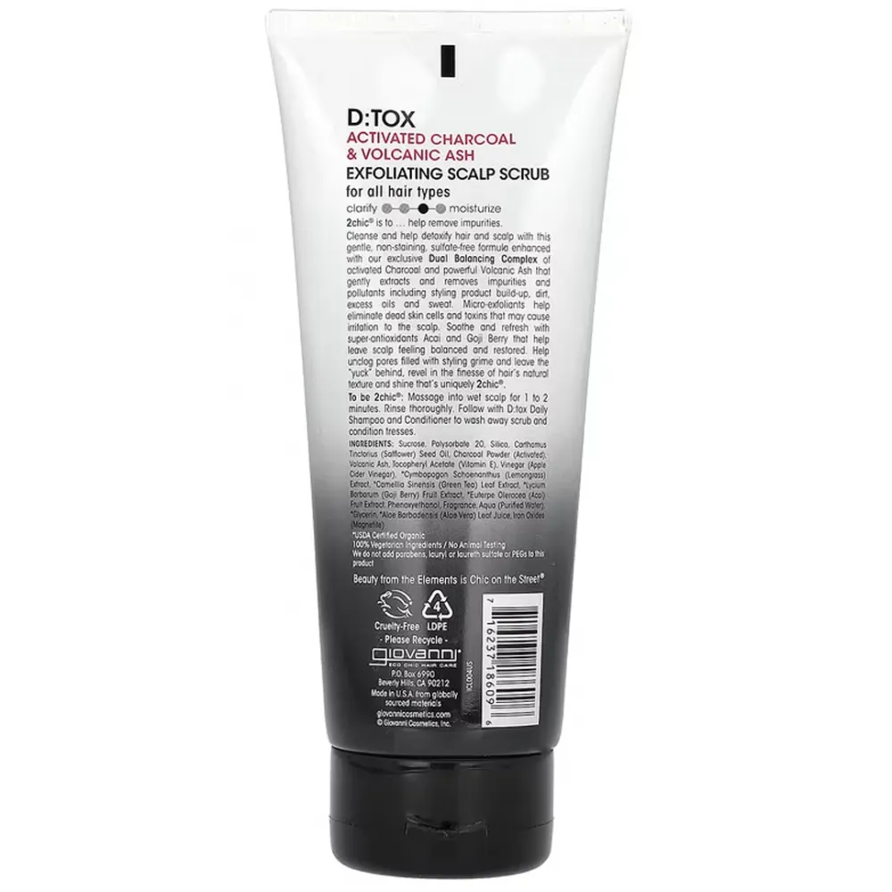 Giovanni, 2chic, D:Tox Exfoliating Scalp Scrub, Activated Charcoal + Volcanic Ash, 7 oz (198 g)