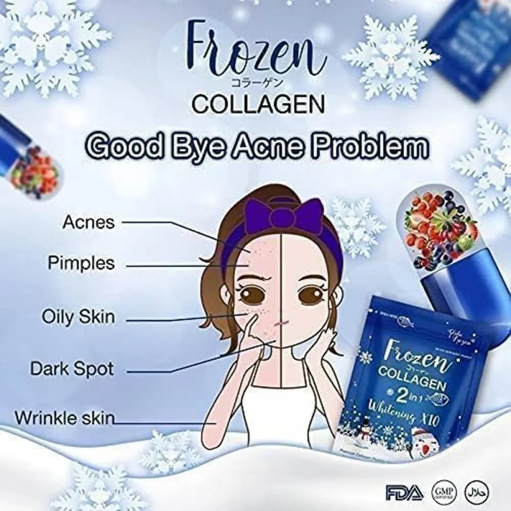 Frozen Collagen 2-in-1 Whitening X10 with Peptide & Premium Glutathione - 60 Capsules