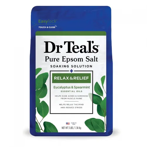 Dr Teal's Salt Soak with Pure Epsom Salt, Relax & Relief with Eucalyptus & Spearmint, 3 lbs