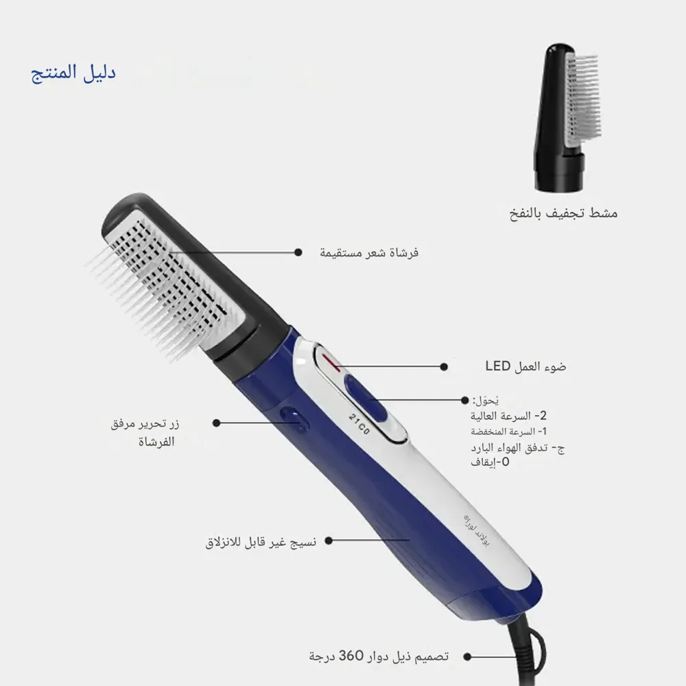 Boland Laura hair dryer, black and gray, two brushes