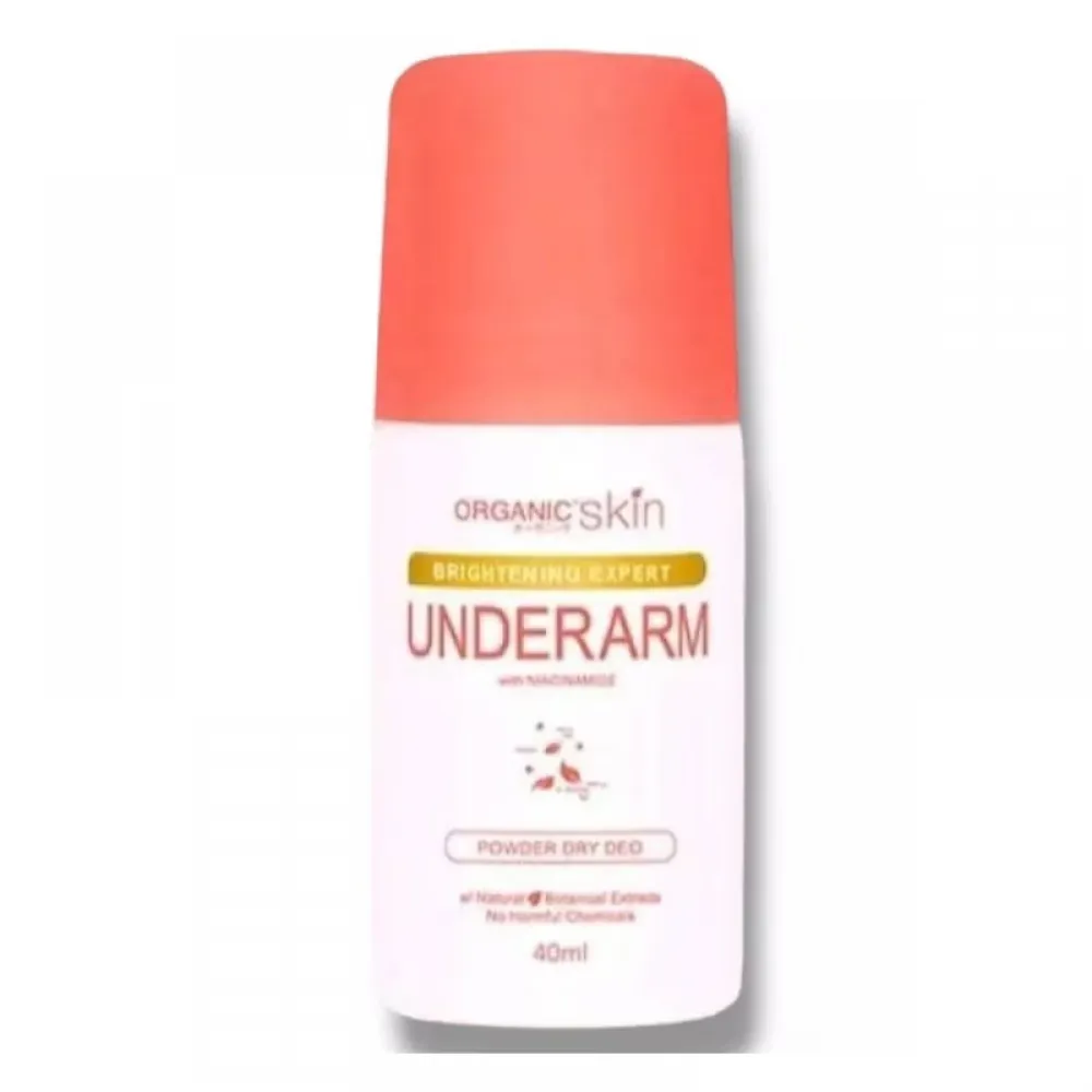 Dry powder deodorant with niacinamide extract for underarm brightening, 40 ml