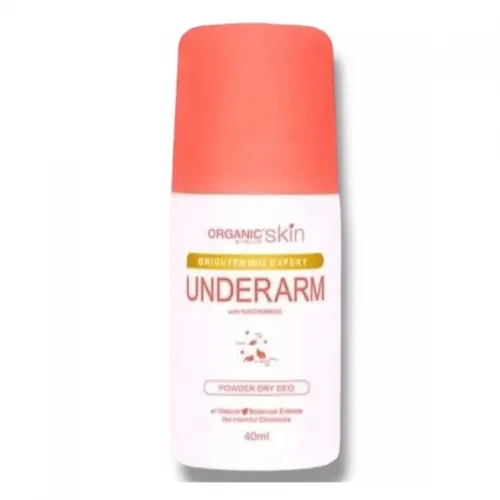 Dry powder deodorant with niacinamide extract for underarm brightening, 40 ml