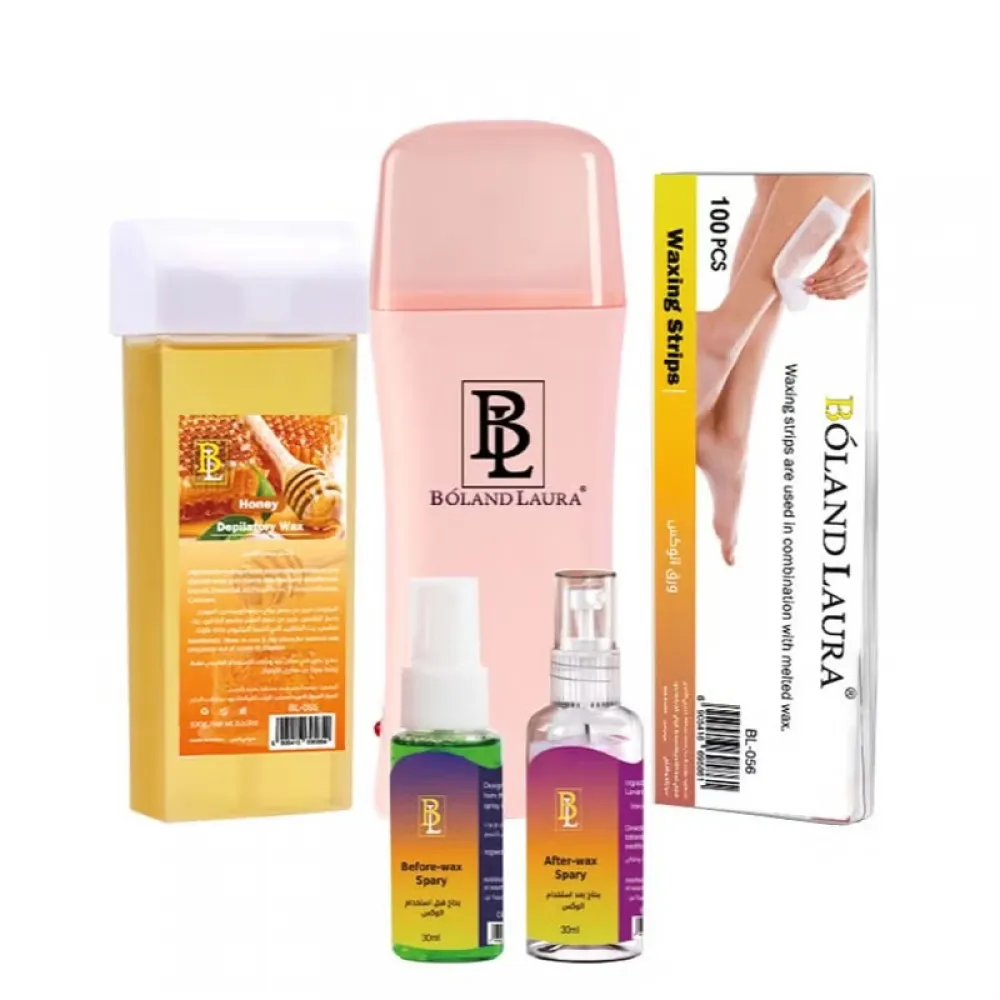 Boland Laura Hair Removal Kit with Beeswax – Includes a wax heater, beeswax cartridge, and pre- and post-hair removal sprays.