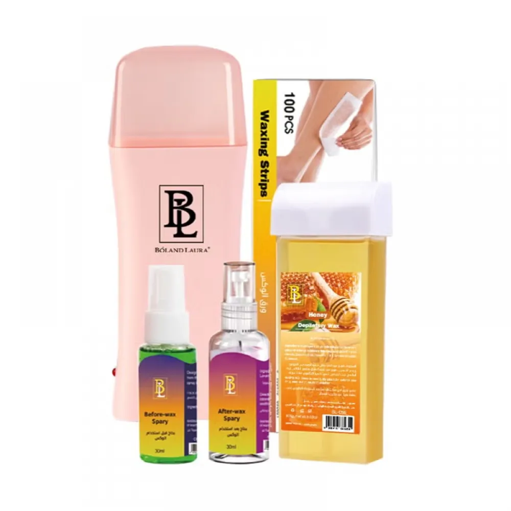 Boland Laura Hair Removal Kit with Beeswax – Includes a wax heater, beeswax cartridge, and pre- and post-hair removal sprays.